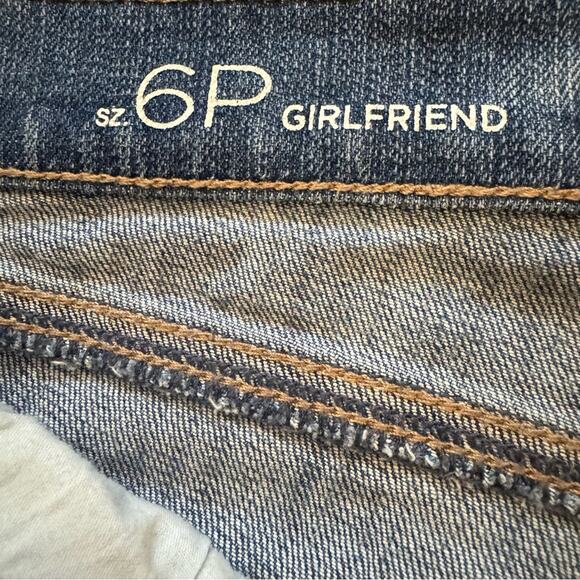 Loft Girlfriend medium wash mid rise distressed straight leg jeans size 6P b37 - Picture 3 of 6